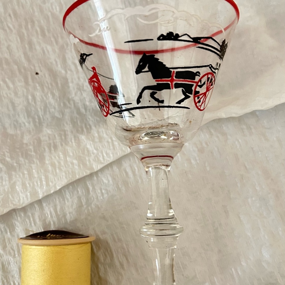 Vintage Horse and Carriage Glass